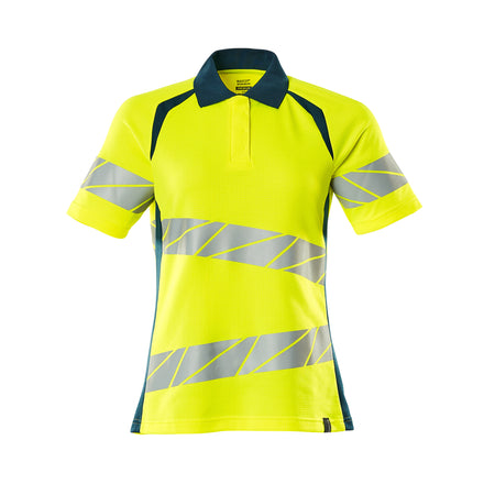 Mascot 19093 771 1744 Polo Shirt Hi Vis Yellow Dark Petroleum Front