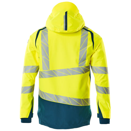 Mascot 19301 231 1744 Outer Shell Jacket Hi Vis Yellow Dark Petroleum Back