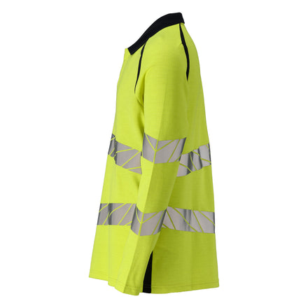 Mascot 21383 327 17010 Polo Shirt Long Sleeved Hi Vis Yellow Dark Navy Left