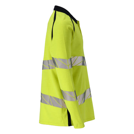 Mascot 21383 327 17010 Polo Shirt Long Sleeved Hi Vis Yellow Dark Navy Right