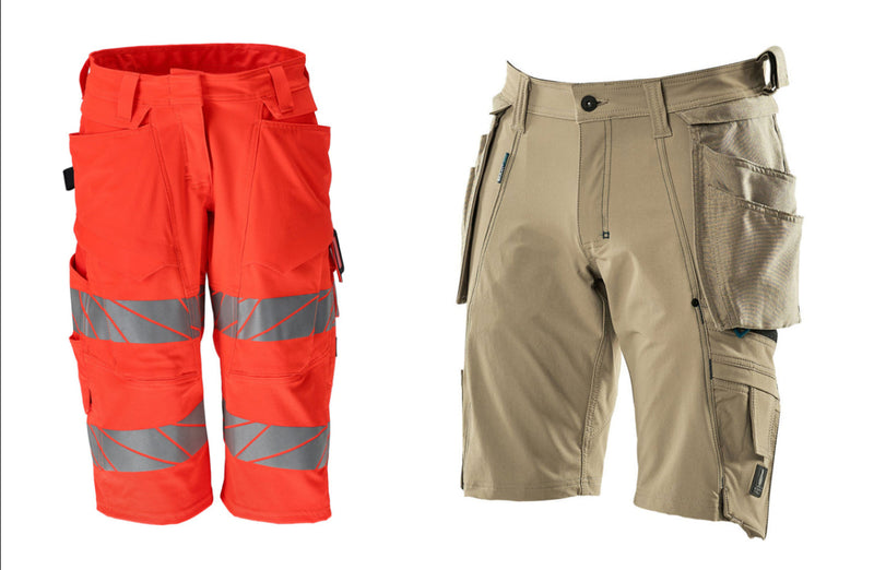 Red hi-vis and khaki Mascot shorts