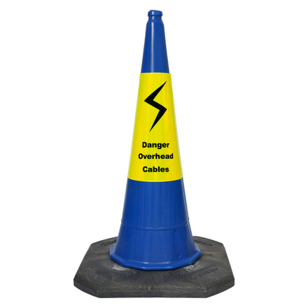 Melba MasterCone "Danger Overhead Cables" Blue Traffic Cone