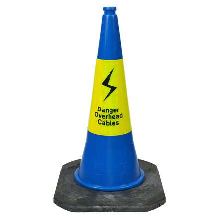 Melba MasterCone "Danger Overhead Cables" Blue Traffic Cone