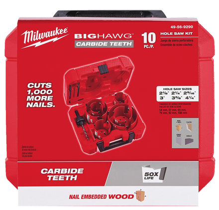 Milwaukee 10 Piece Multi Material Big Hawg Set Inc. Case - 4932464939