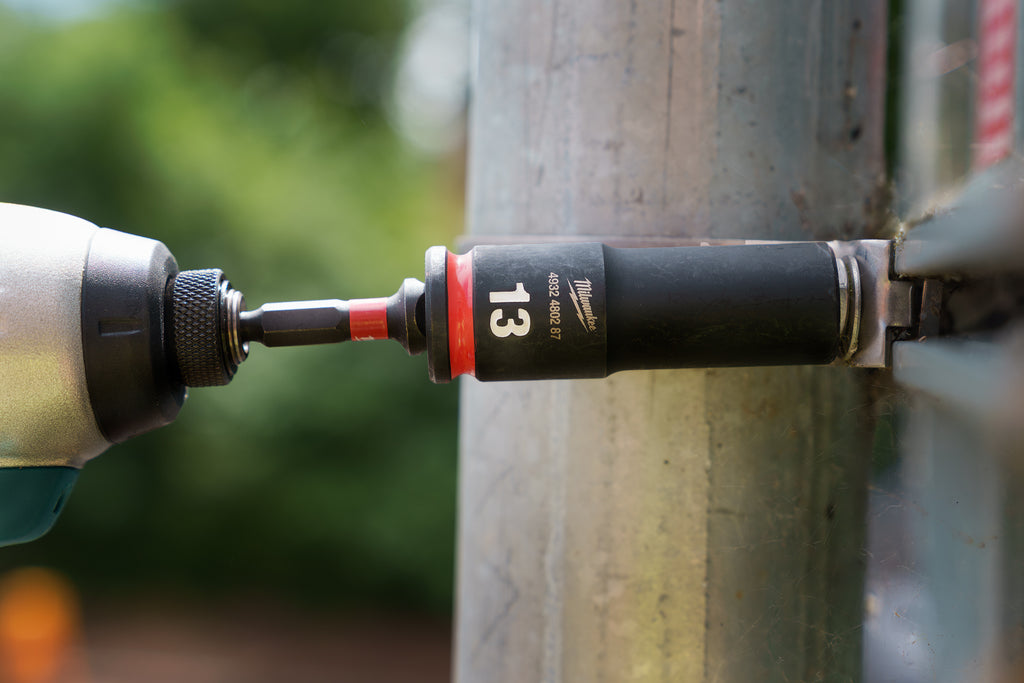 Milwaukee 13mm Deep Reach Nut Setter Kit Impact Driver Rated - For Sign Fixings