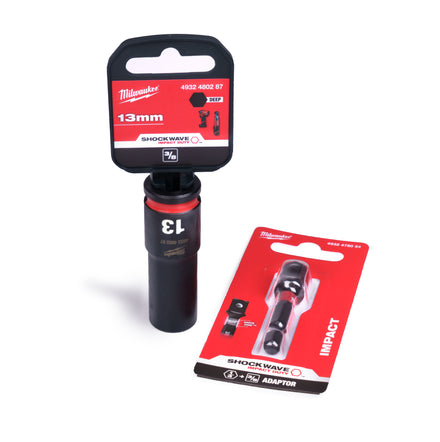 Milwaukee 13mm Deep Reach Nut Setter Kit Impact Driver Rated - For Sign Fixings