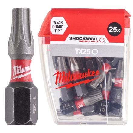 Milwaukee Shockwave TX25 25mm Impact Driver Bits 25-Pack - 4932430880