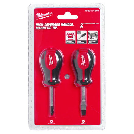Milwaukee 2 Piece Tri-Lobe Stubby PZ / SL Screwdriver Set - 4932471810