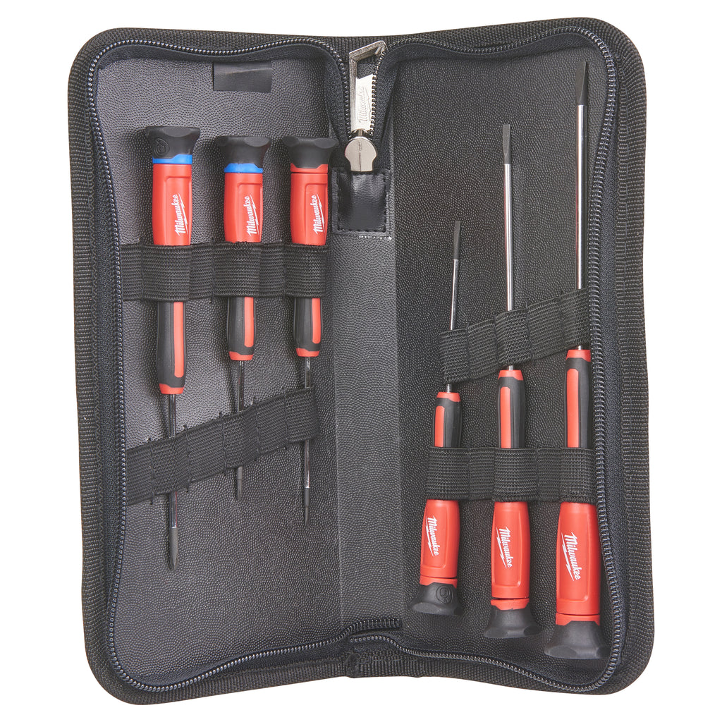 Milwaukee 6 Piece PH SL Precision Screwdriver Set Inc Zip Case - 4932471869