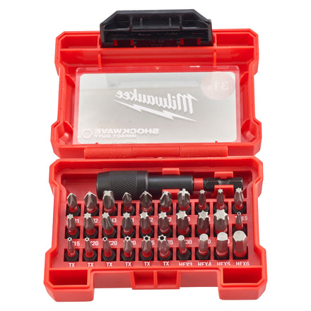 Milwaukee Shockwave 31 Piece PZ PH TX HEX Impact Bit Set Inc. Case - 4932472060
