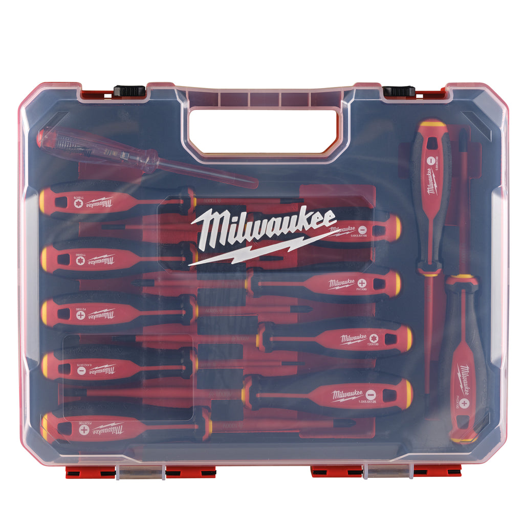 Milwaukee 12 Piece Tri-Lobe VDE PZ PH SL TX Screwdriver Set Inc. Hard Case - 4932479095