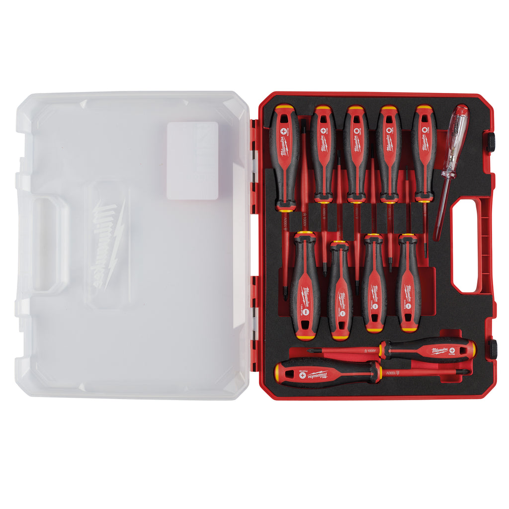 Milwaukee 12 Piece Tri-Lobe VDE PZ PH SL TX Screwdriver Set Inc. Hard Case - 4932479095