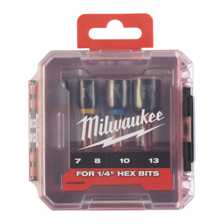 Milwaukee Shockwave 4 Piece Nut Driver Impact Bit Set Inc. Case - 4932492445