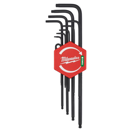 Milwaukee 9 Piece L-Form Torx-Key Set Inc. Storage Clip - 4932492693