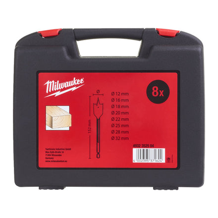 Milwaukee 8 Piece Flat Drill Bit Set Inc. Case - 4932352504