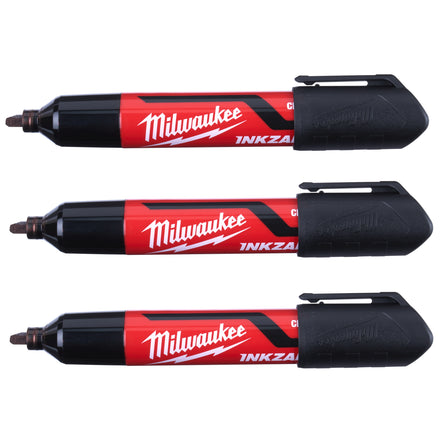 Milwaukee INKZALL Chisel Tip Marker Pen Large Black 3 Pack - 4932471554