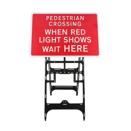 Pedestrian Crossing When Red Light Shows Wait Here Quick Fit Sign Dia 7011.2 (Face Only) | 1050x750mm