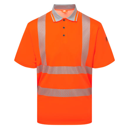 Pulsar Life Mens Rail Spec Hi Vis Orange Short Sleeved Polo Shirt LFE924-NB