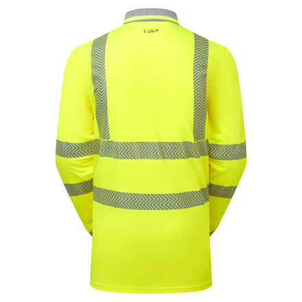 Pulsar Life Mens Hi Vis Yellow Long Sleeved Polo Shirt LFE925-NB