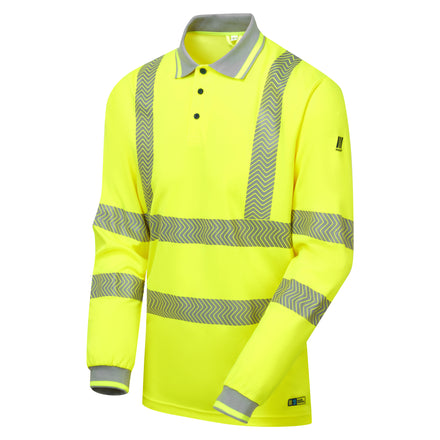 Pulsar Life Mens Hi Vis Yellow Long Sleeved Polo Shirt LFE925-NB