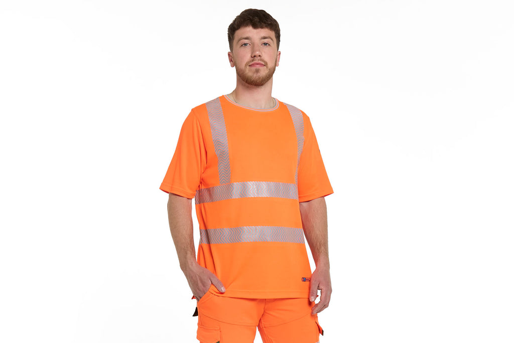 Pulsar Life Men's Hi-Vis Orange T-Shirt Short-Sleeved LFE934