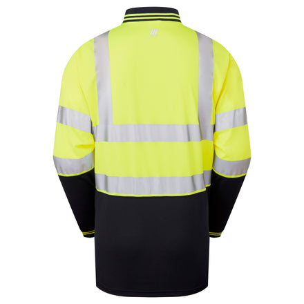 Pulsar Protect Two-Tone Long Sleeve Polo Shirt Hi-Vis Yellow P302
