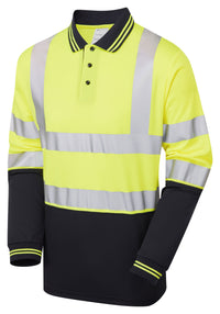 Pulsar Protect Two-Tone Long Sleeve Polo Shirt Hi-Vis Yellow P302
