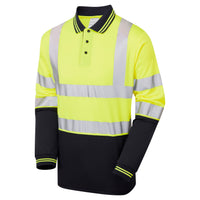 Pulsar Protect Two-Tone Long Sleeve Polo Shirt Hi-Vis Yellow P302