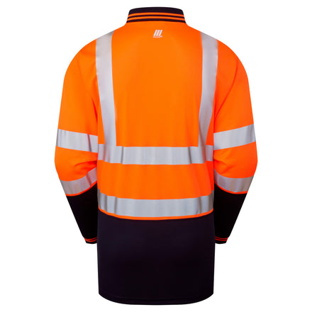 Pulsar Protect Two-Tone Long Sleeve Polo Shirt Hi-Vis Orange P303