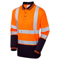 Pulsar Protect Two-Tone Long Sleeve Polo Shirt Hi-Vis Orange P303