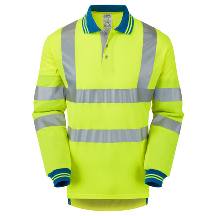 Pulsar Protect Hi Vis Cut Resistant Yellow Long Sleeved Polo Shirt P458-CRS