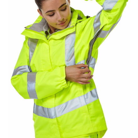 Pulsar Protect Ladies Hi Vis Yellow Waterproof Storm Coat P704