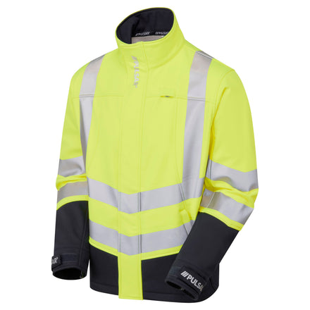 Pulsar Protect Mens Hi-vis Yellow/Navy Blue Two Tone Interactive Softshell Jacket P306
