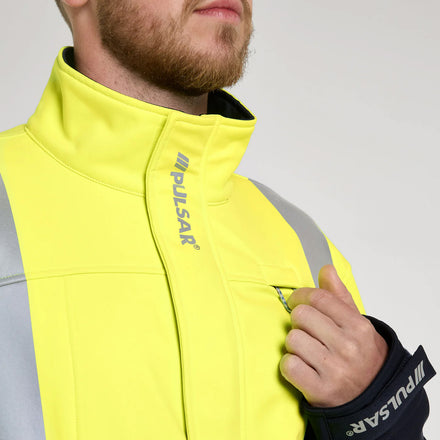 Pulsar Protect Mens Hi-vis Yellow/Navy Blue Two Tone Interactive Softshell Jacket P306