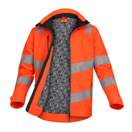 Pulsar React Rct801 Hi Vis Orange Waterproof Shell Jacket Open