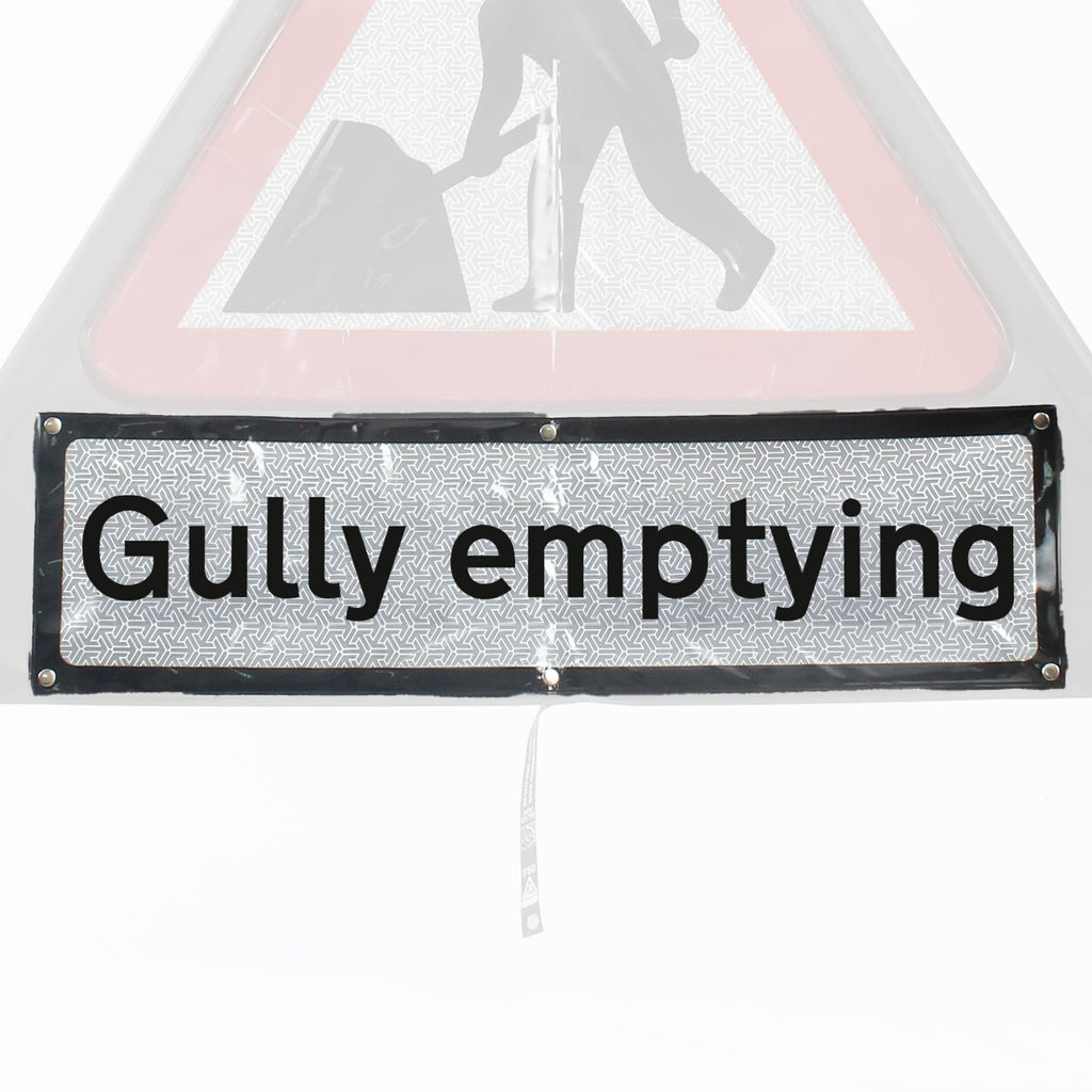 'Gully Emptying' Roll Up Road Sign Supplementary Plate Dia. 7001.1 / RA1