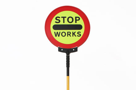 Stop Works Sign | Stop Works Lollipop Sign 450mm Collapsible