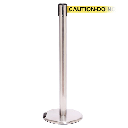 RollerPro 250 3.4m x 50mm Belt Barrier System (Polished Stainless / Caution Do Not Enter | Yel-Blk)