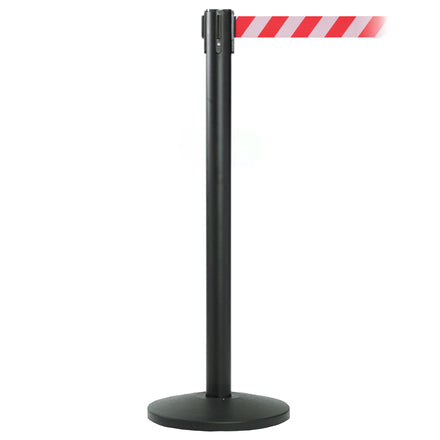 QueueMaster 550 3.4m x 50mm Belt Barrier System (Black / Red / White Chevron)