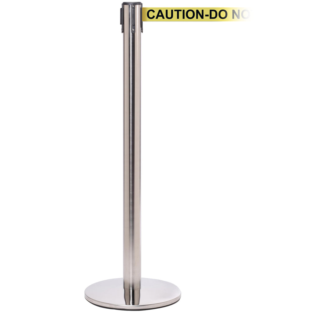 QueuePro 251 3.4m x 50mm Belt Barrier System (Polished Stainless / Caution Do Not Enter | Yel-Blk)
