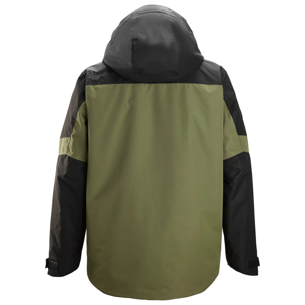 Snickers Workwear 1104 AllroundWork Waterproof Insulated Jacket | Khaki Green/Black