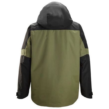 Snickers Workwear 1104 AllroundWork Waterproof Insulated Jacket | Khaki Green/Black