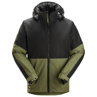 Snickers Workwear 1104 AllroundWork Waterproof Insulated Jacket | Khaki Green/Black