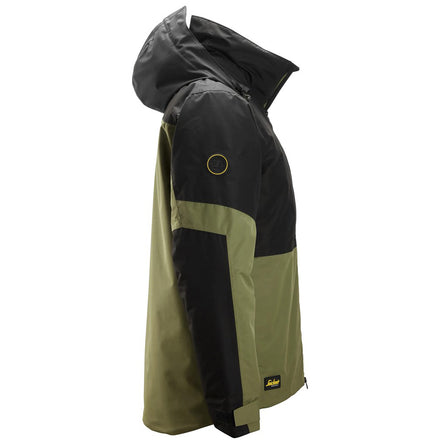 Snickers Workwear 1104 AllroundWork Waterproof Insulated Jacket | Khaki Green/Black