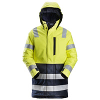Snickers 1860 ProtecWork, Insulated Parka, Hi-Vis Class 3 - Hi-Vis Yellow/Navy