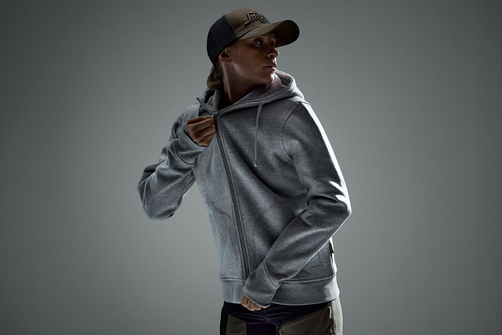 Snickers 2047 Women's Heavy Sweatshirt Full Zip Hoodie - Grey Melange