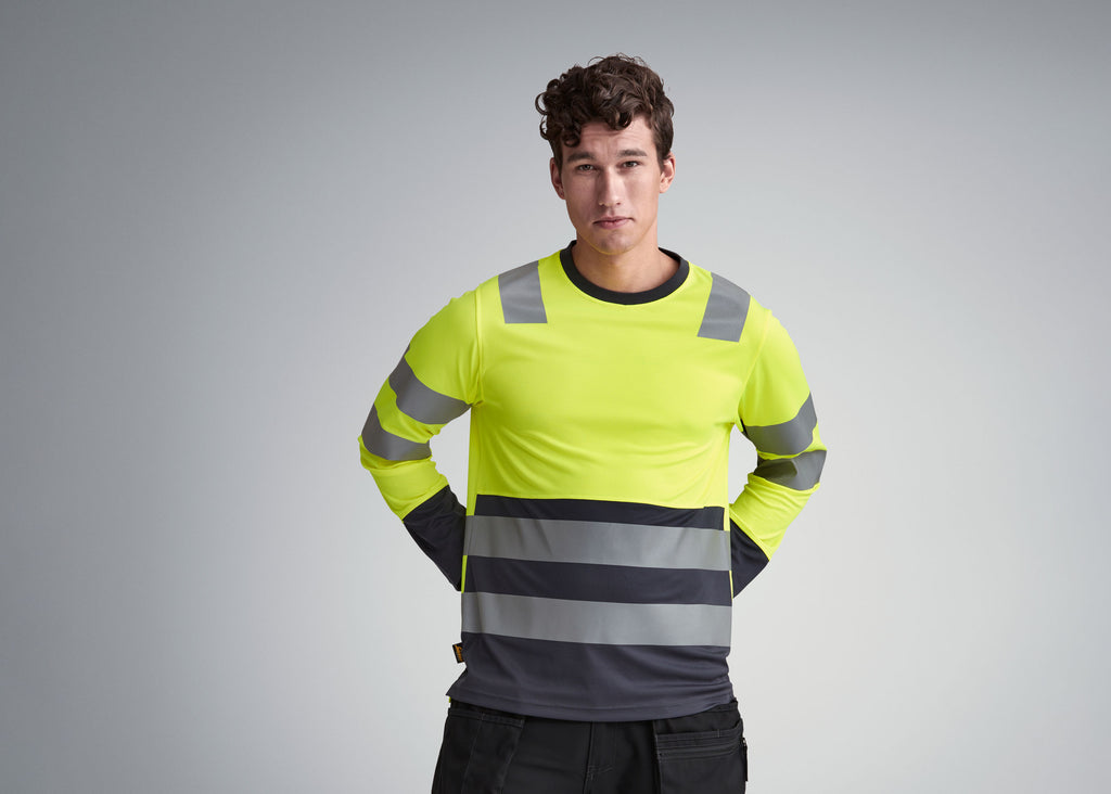 Snickers 2433 Hi-Vis Class 2, Long Sleeve T-Shirt - Hi-Vis Orange/Black