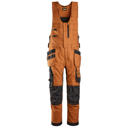 Snickers 6014 Allroundwork Canvas Stretch Onepiece Trousers Holster Pockets Brown Black Main