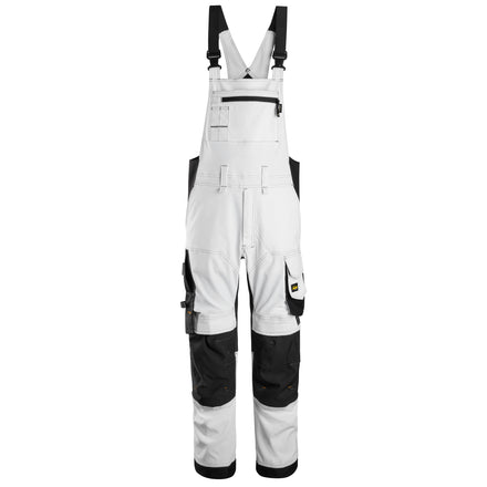 Snickers 6051 Allroundwork Stretch Bib Brace Trousers White Black Main
