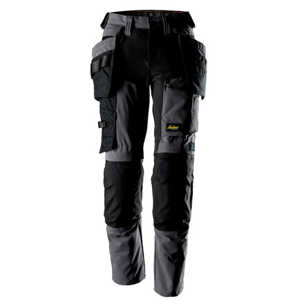 Snickers 6217 Allroundwork Womens Stretch Trousers Detachable Holster Pockets Steel Grey Black Main